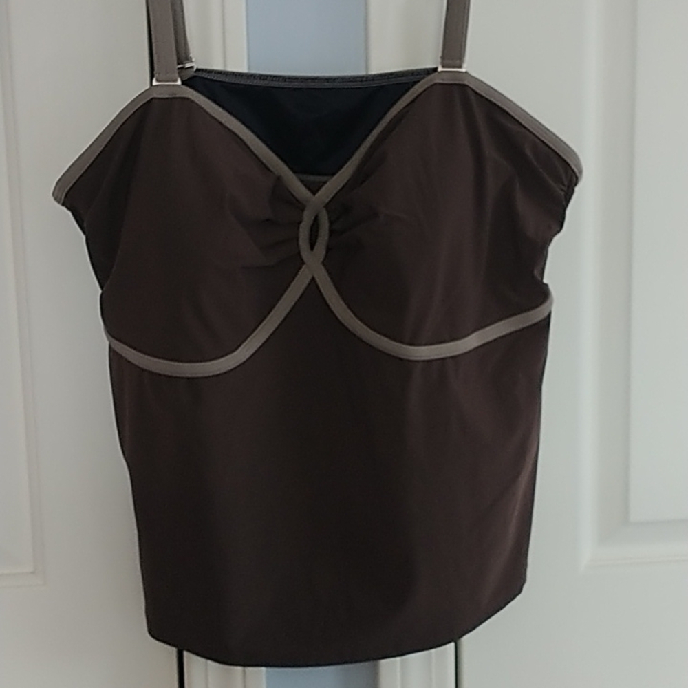 Land's End Brown Soft Cup Bathing Suit Top Tankini 22W
